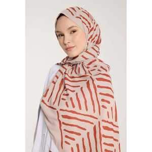 ผ้าพันคอไหมแท้ลายวี ดีไซน์หินเทอร์ราคอตต้า - Product Image 1