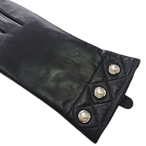 Nuovi <span class=keywords><strong>Guanti</strong></span> in Vera Pelle per Donna, Moda di Tendenza, Alta Qualità, Decorazione con Perle Bianche, Fodera in Pelliccia di Pecora Anilina - Product Image 6