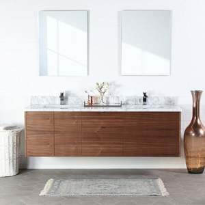 Warm and Healing Natural Wood Wind New Design Waterproof <b>Bathroom</b> <b>Vanity</b> with Double Sink and Mirror - Product Image 2