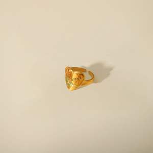 ZF, nuevo diseño, anillos de acero inoxidable, varios diseños de corazón de amor, dibujo a mano, goteo de aceite, anillos ajustables simples que combinan con todo - Product Image 5