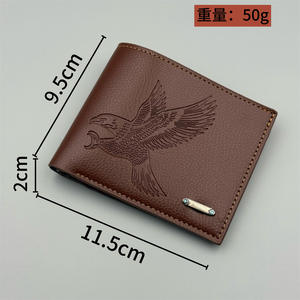 Nueva llegada transfronteriza, billetera corta de PU para hombre, hecha a mano, antirrobo, atractivo patrón de águila, forro de Metal, letra caliente AliExpress - Product Image 4