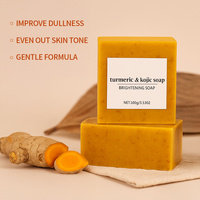 Kit de Savon Moussant Nettoyant Visage au Curcuma Marque Blanche avec Brosse pour Tous Types de Peau