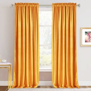 En gros Simple design moderne textiles de maison jaune couleur velours fenêtre rideaux de luxe - Product Image 1