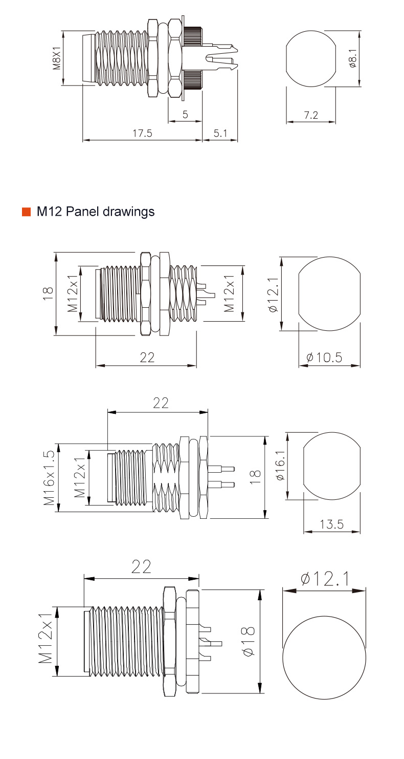 ワイヤー ターミナルが付いているCuZn TPU M12のパネルの台紙のコネクターIP68 M12シリーズ コネクターは留まる