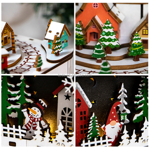 Decoraciones Navideñas Vintage de MDF Hechas a Mano con Luces LED, Adornos 3D para el Hogar, Decoración Navideña, Venta al por Mayor <span class=keywords><strong>2026</strong></span> - Product Image 3