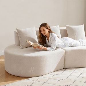 Sofá Modular Seccional para Sala de Estar, Diseño sin Respaldo con Borde Redondo, Espuma Viscoelástica Comprimida - Product Image 2