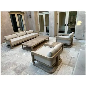 Muebles de exterior, conjuntos de sofás de jardín, juego de sofás modernos de gama alta de madera de teca para patio, muebles de exterior