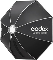 Godox UL-Octa Box 90cm Softbox octogonal à déclenchement rapide avec diffuseur et grille nid d'abeille, adapté au flash photographique.
