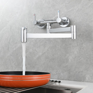 <span class=keywords><strong>Robinet</strong></span> de cuisine mural dissimulé à double poignée, design unique, pour remplissage de casseroles, eau chaude/froide, idéal pour projets hôteliers - Product Image 2