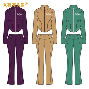 Completo Set Abbigliamento Sportivo <span class=keywords><strong>Donna</strong></span> Autunno Inverno 2026: Giacca Yoga Slim con Zip Intera e Pantaloni Svasati a Vita Alta, Personalizzabile con Logo - 2 Pezzi - Product Image 1