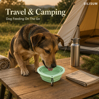 Bol double en silicone personnalisable, pliable, pour chien, bol de voyage pliable, bol portable pour chien, plat pliable pour nourriture et eau pour chien