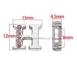 8mm di colore rosa metà strass lettere Charms alfabeto <span class=keywords><strong>A-Z</strong></span> per bracciale colletto per animali domestici portachiavi donna uomo fai da te creazione di gioielli - Product Image 6