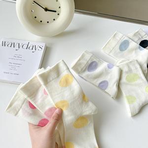 37E primavera y verano calcetines de punto de onda de tubo de escuela secundaria para mujer <span class=keywords><strong>sin</strong></span> hueso, calcetines sueltos acanalados - Product Image 3