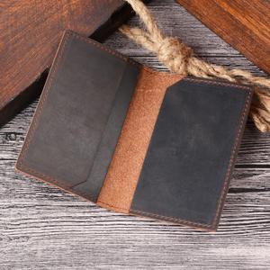 Tarjetero Vintage de cuero genuino Crazy Horse <span class=keywords><strong>para</strong></span> <span class=keywords><strong>hombre</strong></span>, billetera de viaje con bolsillo frontal - Product Image 2