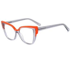 Adult Two Tone Color Optical frame Cat Shape Acetate Eyeglasses Frames For Women