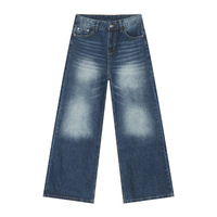 Streetwear Pantalon en denim décontracté de haute qualité Pantalon en jean droit en détresse Pantalon classique coupe ajustée avec poches