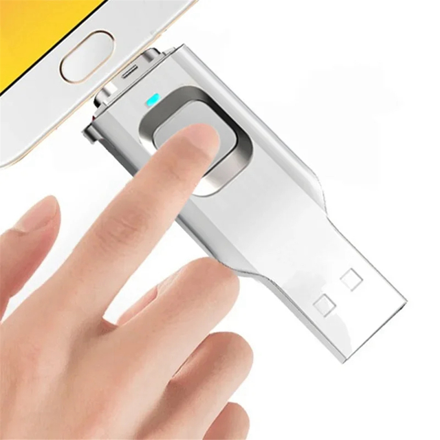 2 IN 1 Fingerprint Flash Drive Metal OTG Pendrive USB3.0 Type C for Laptop Phone Lock Thumbdrive Jump USB Disk 32G 16GB