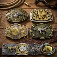 Boucle de ceinture de cowboy en alliage de zinc métallique avec logo 3D gravé sur mesure, plaquée or, pour hommes, vente en gros d'usine OEM