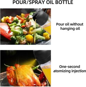 Bouteille Distributrice d'Huile et de Vinaigre 2-en-1 en Verre de Qualité Alimentaire Multifonctionnelle avec Conception Compatible Lave-Vaisselle pour la Cuisine - Product Image 4