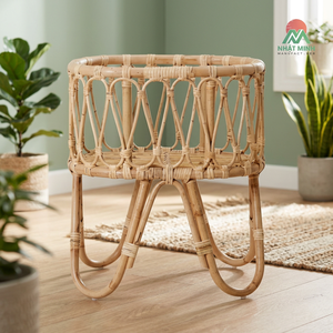 Cuna de ratán natural para muñecas – Diseño rústico y artesanal - Product Image 4