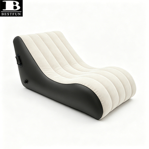 Canapé gonflable pliable peu encombrant en PVC floqué imperméable, matelas pneumatique, chaise longue gonflable pour le camping en extérieur - Product Image 6