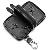 Porte-clés en cuir Pu porte-clés de voiture avec 2 poches à fermeture éclair porte-monnaie personnalisé petit portefeuille