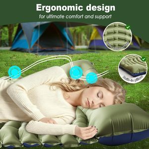 Colchoneta Doble Ultraligera de 4 Pulgadas de Grosor, Recubierta de Nailon y TPU, con Bomba de Pie Integrada, Colchón Inflable Compacto con Diseño Ergonómico - Product Image 2