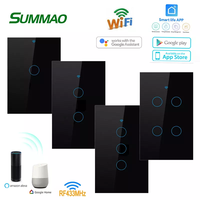 Interrupteur variateur de lumière en verre Tuya Smartlife Wifi RF433 sans neutre 1/2/3/4 gang, norme américaine, commande vocale Google Home Alexa