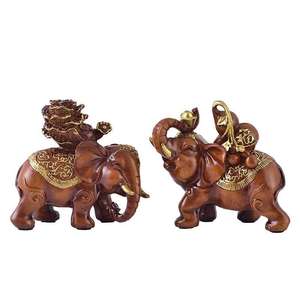 เครื่องประดับช้างฮวงจุ้ยนำโชคแกะสลักศิลปะอีพ็อกซี่เรซิ่นห้องนั่งเล่นทางเข้าทีวีต้นไม้เงินสดเปิดขึ้นบ้านใหม่ - Product Image 5
