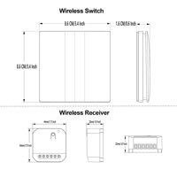 Interrupteur mural intelligent Tuya Mini, auto-alimenté, Wifi+RF, contrôle cinétique, relais, minuterie, sans batterie, IP65, compatible avec Alexa et Google Home