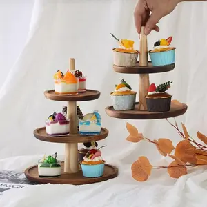 Wanlihao Stand kue kayu, untuk pesta ulang tahun pernikahan dekorasi Cupcake makanan penutup