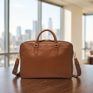 BS INTERNATIONAL Genuine Cow <b>Leather</b> Laptop <b>Briefcase</b> Waterproof Durable Lightweight Large Capacity Shockproof Eco-Friendly - Product Image 1