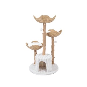 Tmall Arbre à chat en bois de frappeur, avec panier suspendu en bois massif, nid en rotin tressé et poteau en sisal, pour chat de grande taille Foreign Tr - Product Image 1