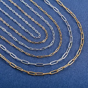 Collier minimaliste en acier inoxydable de 2,5/2,7/4 mm, chaîne à maillons en forme de trombone, pour femmes et hommes, couleur argent/or, collier ras du cou, bijoux en métal - Product Image 4