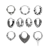 Boucles d'oreilles créoles vintage en acier chirurgical 316L, épaisses, style Huggie, pour femmes et hommes, bijoux Hip Hop Biker, 18G, argent