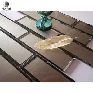 Роскошная блестящая металлическая стеклянная скошенная мозаичная плитка для настенной кухни Backsplas