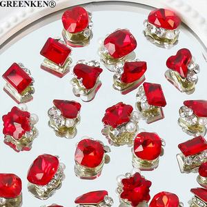 10 pièces sac nouvel an <span class=keywords><strong>Bordeaux</strong></span> rouge Nail Art accessoires étincelant Pile diamant ongles breloques bricolage hiver ongles décorations - Product Image 3