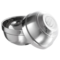 Bol à riz/soupe en acier inoxydable 304, double paroi isolée, design minimaliste, pour cantine scolaire et usage domestique, en métal platine épaissi