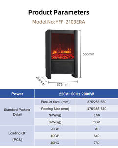 Inserto di alta qualità/camino elettrico indipendente riscaldatore di piccole dimensioni uso di Hotel per uso domestico ad alta efficienza energetica A ++ regolabile - Product Image 3