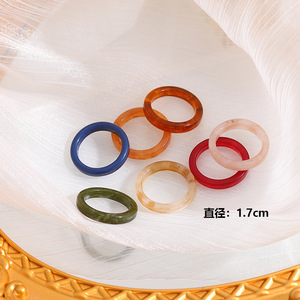 DAIHE नई रेट्रो पारदर्शी रंगीन एक्रिलिक सरल ज्यामितीय अनियमित राल अंगूठी फैशन गहने उपहार - Product Image 2