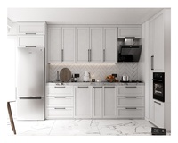 Armoires de cuisine Gally complètes en bois massif chêne blanc avec portes et tiroirs encastrés