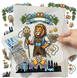 Autocollant thermocollant personnalisé en polyester lavable pour transfert à chaud, prêt à presser, thème Festival de la Bière Bavarois, pour vêtements Dirndl et Lederhosen - Product Image 2