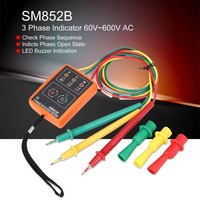 SM852B Probador de Rotación de Fases Trifásico, Indicador Digital de Fase, Detector LED con Zumbador, Medidor de Secuencia de Fases, Herramienta de Prueba de Voltaje 60V~600V CA
