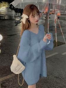<span class=keywords><strong>Sweater</strong></span> Bulu Imitasi Wanita Lucu, Hangat, Rajutan Berbulu, Lengan Panjang, Kerah V, Polos, <span class=keywords><strong>Sweater</strong></span> Rajut Lembut - Product Image 6