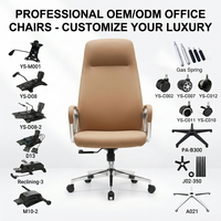 Fauteuil pivotant ergonomique commercial à dossier haut en cuir avec coussin en mousse moulée et verrouillage à 3 positions pour salon et usage extérieur