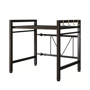 Étagère <span class=keywords><strong>de</strong></span> rangement pour micro-ondes <span class=keywords><strong>à</strong></span> 2 niveaux, <span class=keywords><strong>à</strong></span> placer librement dans la <span class=keywords><strong>cuisine</strong></span>, en métal noir/blanc, <span class=keywords><strong>support</strong></span> <span class=keywords><strong>de</strong></span> rangement <span class=keywords><strong>de</strong></span> bureau pour livres - Product Image 1