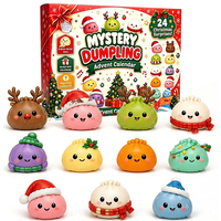 Calendrier de l'Avent de Noël 24 pièces : Jouets anti-stress TPR souple en forme de raviolis de Noël variés – 24 surprises de fêtes