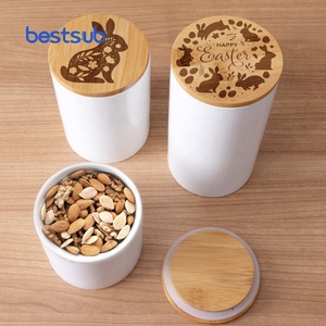 BestSub-contenedores de cerámica para alimentos personalizados, frascos de almacenamiento con tapa de bambú, 16oz, 25oz, 30oz, para <span class=keywords><strong>cocina</strong></span>, por sublimación - Product Image 3