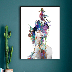 <span class=keywords><strong>Aquarelle</strong></span> abstraite femme toile Art mural peinture affiche maison café décor mural peinture à l'huile sur toile affiches et imprimés Art photo - Product Image 3