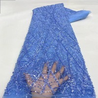 Tissu en dentelle brodée de perles et de paillettes, tissu en maille brodé, tissu extensible résistant aux plis pour robes de mariée et tenues de cérémonie